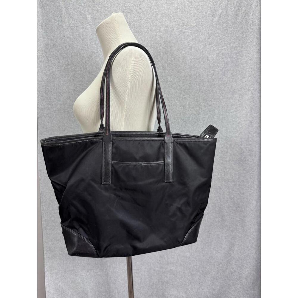 TUMI Nylon Leather Trim Q Tote Black Red Stitching Travel Women's 21"